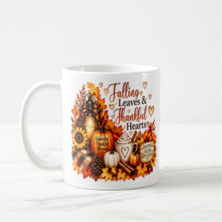 De Café Hojas que Caen & Corazones Agradecidos | Taza Acog