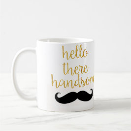 De Café Hola allí taza hermosa del bigote