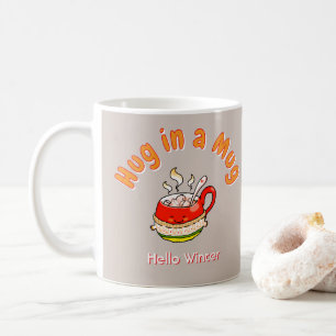 De Café Hola Invierno Abrazo en una Taza Ilustración Kawai