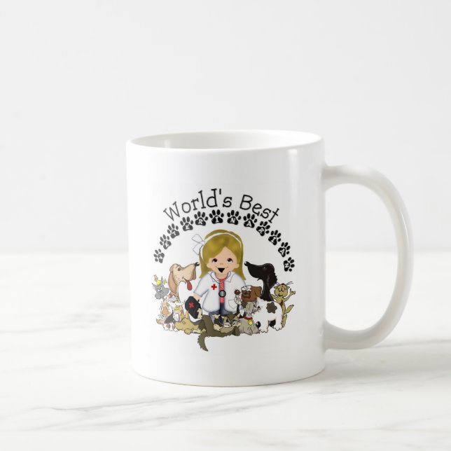De Café La mejor taza veterinaria del mundo - pelo rubio (Derecha)