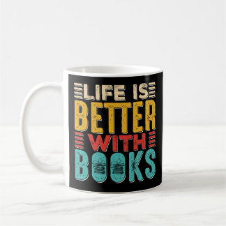 De Café La vida es mejor con libros taza negra
