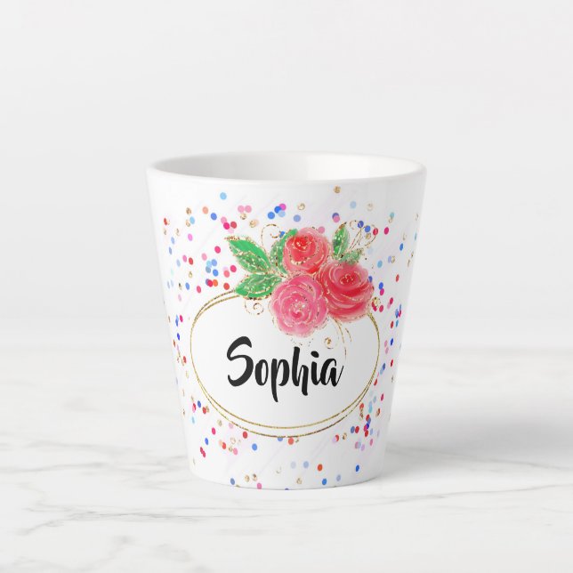 De Café Latte Pequeña taza personalizada, nombre personalizado c (Anverso)