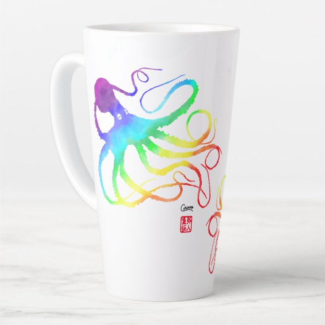 De Café Latte Pulpo Arcoíris - Taza Alta (Ángulo izquierdo)