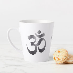 De Café Latte Símbolo Om Texturizado Negro, Nombre, Taza para La