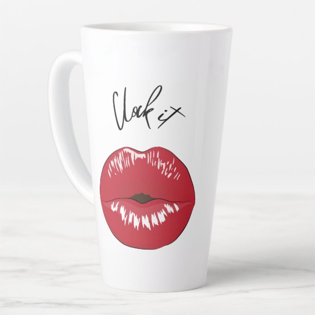 De Café Latte Taza Clock It Sassy Lips (Ángulo izquierdo)