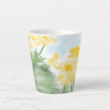 Taza floral amarilla