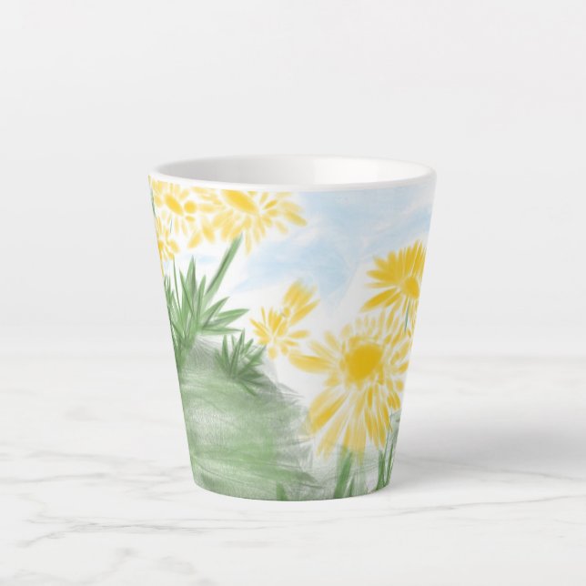 De Café Latte Taza floral amarilla (Anverso)
