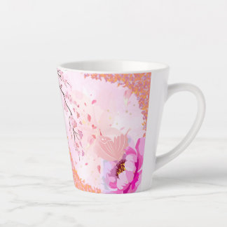 De Café Latte Taza floral rosa