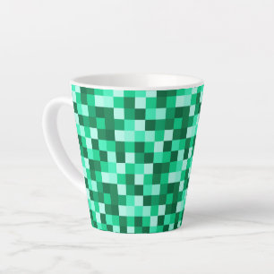 De Café Latte Taza inspirada en Micraft con píxeles verdes