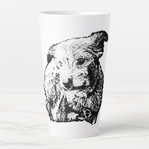 De Café Latte Taza Perro Tumbado Mezcla Toller Negro Y Blanco