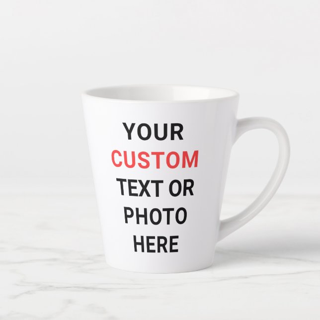 De Café Latte Taza personalizada | Agrega texto, foto, logotipo  (Derecha)