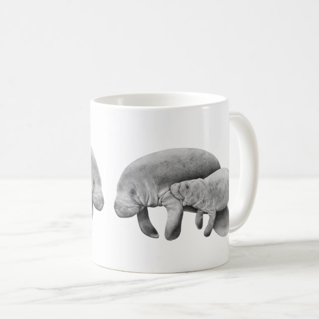 De Café Madre del Manatee con la taza del becerro (Anverso derecho)