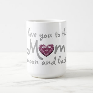 De Café mamá del amor a estar en la luna y taza trasera