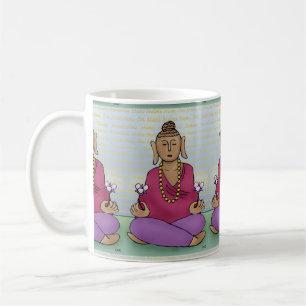 De Café Meditar Buda con flores en una taza