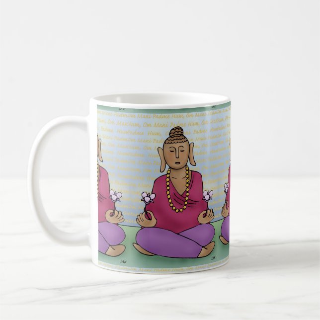 De Café Meditar Buda con flores en una taza (Izquierda)