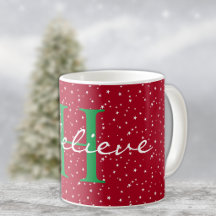 Monograma, creo, Estrellas Rojas Blancas Taza Clás