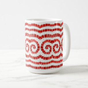 De Café MOSAICO IÓNICO ROJO Taza Alta Blanca