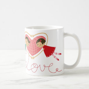 De Café Muchacho y chica del dibujo animado en taza del
