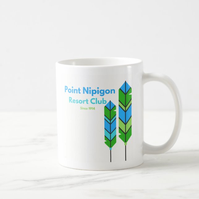 De Café Nipigon empluma la taza azul/verde (Derecha)