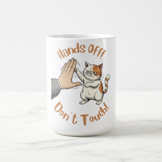 De Café "No tocar, manos quietas" divertida frase en taza