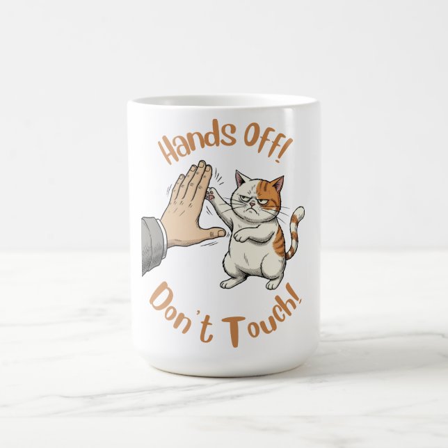 De Café "No tocar, manos quietas" divertida frase en taza (Centro)