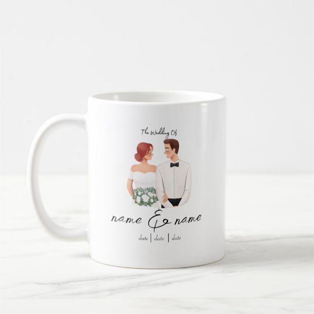 De Café Novia y Groom Mug, taza Boda (Izquierda)
