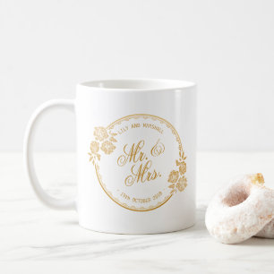 De Café Oro elegante personalizado casando la taza del