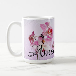 De Café Orquídea rosa Taza personalizada: fotos/nombre