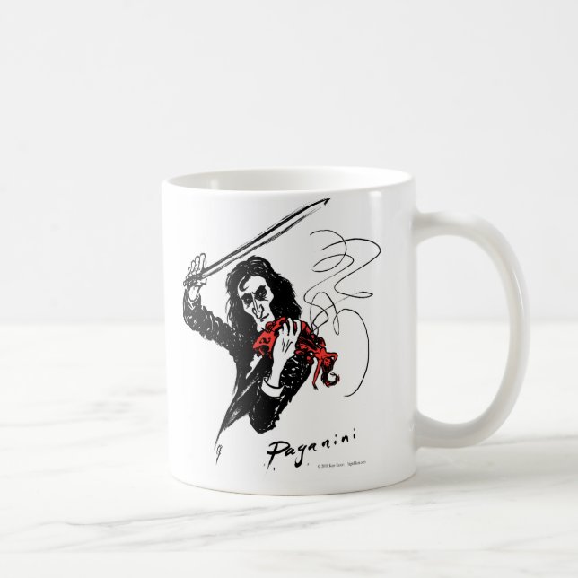 De Café Paganini que juega una taza roja del violín (Derecha)
