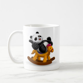 De Café Panda con la taza del caballo mecedora