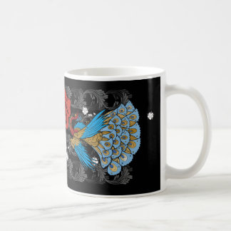 De Café Pavo real taza negro