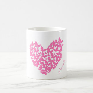 De Café personalice la taza conocida del rosa del corazón