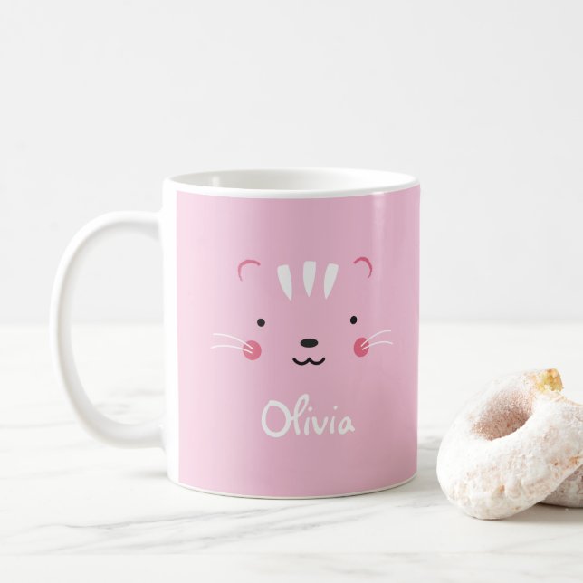 De Café Personalize se ruboriza taza adorable rosada del (Con donut)