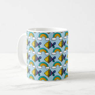 De Café Pez Colorido y Taza del Arcoíris
