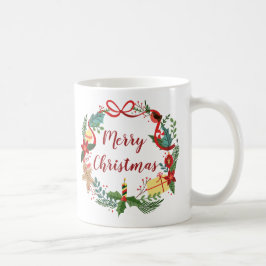 De Café Simple Merry Christmas Wreath | Taza blanca clásic