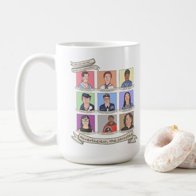 De Café Sin embargo, ella persistió 15 onzas. Taza (Con donut)