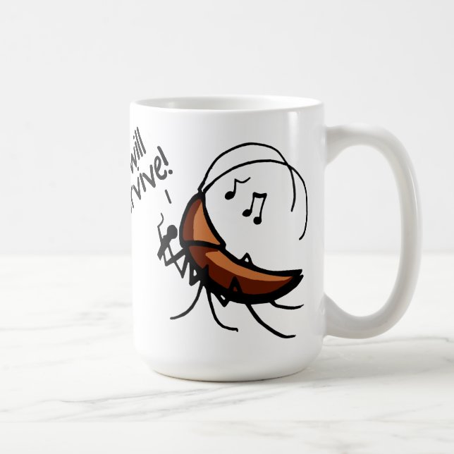 De Café Sobreviviré la cucaracha del canto - taza (Derecha)