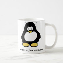 "Soy pingüino, me oigo graznar" taza blanca
