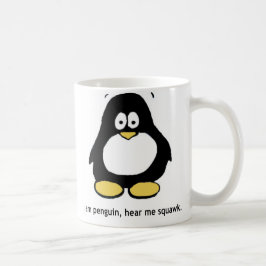De Café "Soy pingüino, me oigo graznar" taza blanca