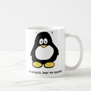 De Café "Soy pingüino, me oigo graznar" taza blanca