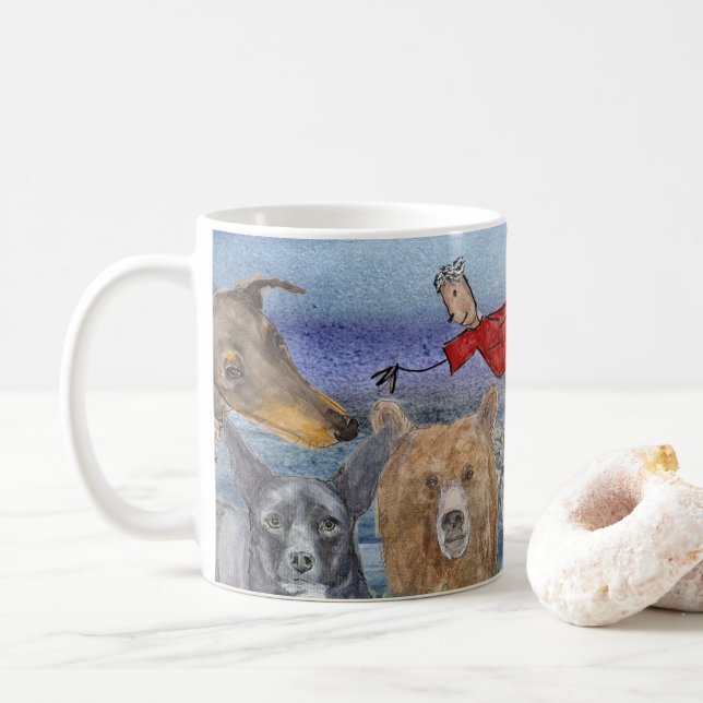 De Café Taza #3 Joanna volando sobre animales  (Con donut)