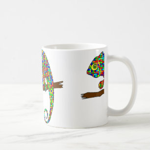 De Café Taza a cuadros del camaleón del arco iris