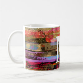 De Café Taza abstracta colorida con monograma