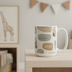 De Café Taza abstracta personalizada Boho tonos tierra ID1