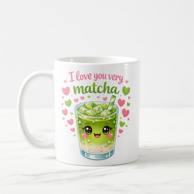 De Café Taza adorable 'Te Amo Mucho Matcha' (Izquierda)