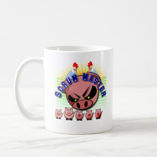 De Café Taza ágil del amo del melé con los pollos y los