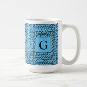 De Café Taza alta blanca KNIT PURL AZUL + Texto
