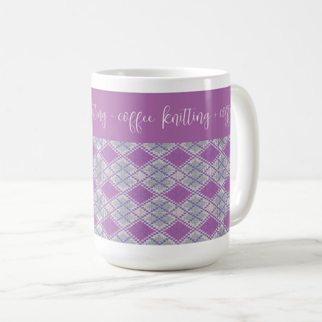 De Café Taza alta LILAC ARGYLE KNIT "tejido + café" (Anverso derecho)