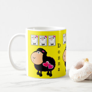 De Café Taza Amarilla Corazones Rosados Ovejas