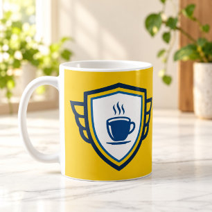 De Café Taza amarilla del escudo del superhéroe del héroe 